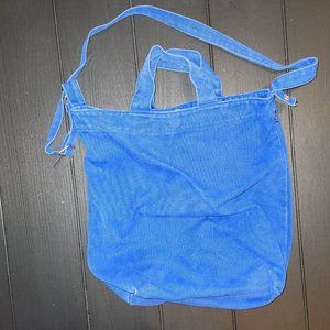 BAGGU Duck Bag Canvas Shopper Tote w/ Strap & Pocket - Blue